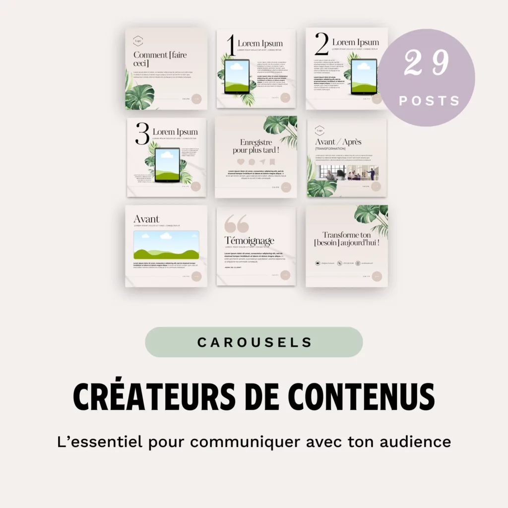 templates carousel instagram pour entrepreneurs